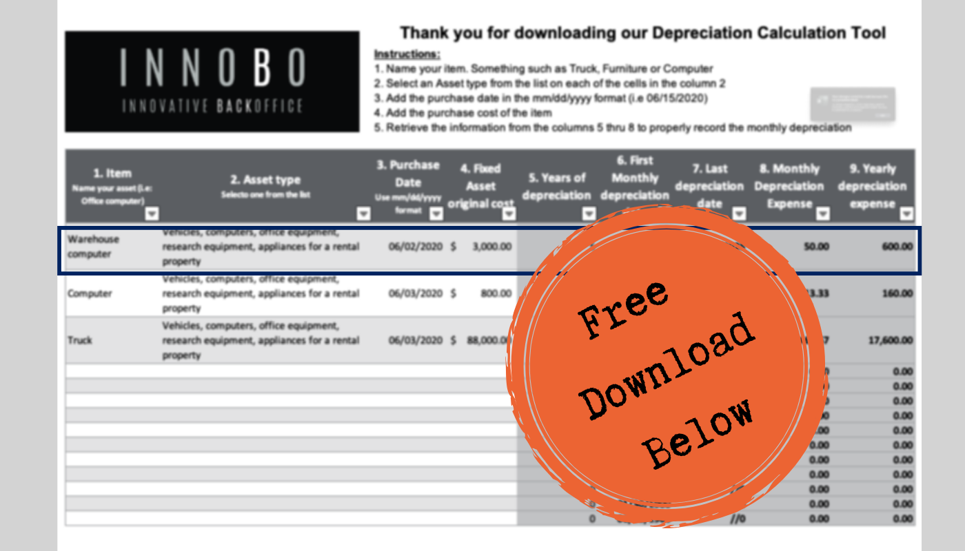 Depreciation calculation spreadsheet